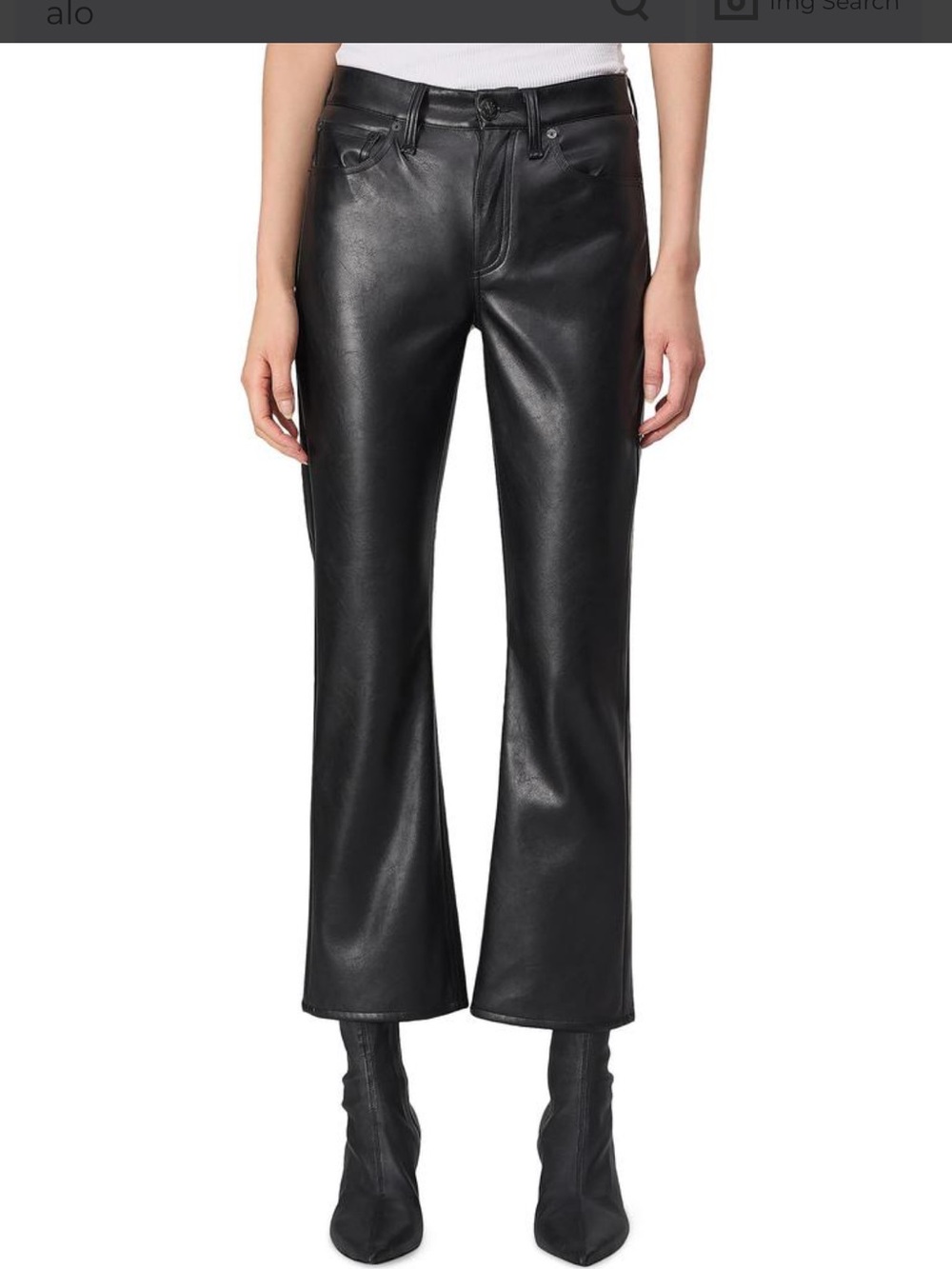 rag & bone Black Faux Leather Button Detail Pants
